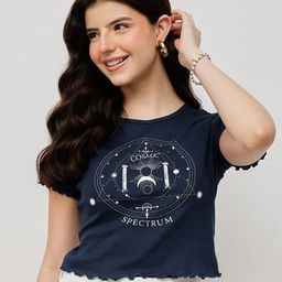 Espresso Women Graphic Printed Round Neck Cotton Crop Top-image-44