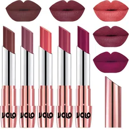 VOLO Set Of 5 Creme Matte Lipstick - 3.5g Each - 34-36-37-38-45-image-75