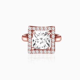 Sterling silver Rose Gold Square adjustable ring for women with 925 stamped Sterling Silver Zircon Rhodium Plated Ring-image-33