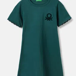 United Colors of Benetton Girls Regular Fit Round Neck Solid A-Line Dress-image-80
