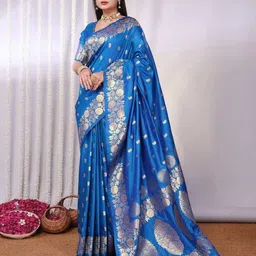 KALINI Blue Banarasi Pure Silk Sarees-image-54