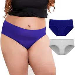 Diving Deep Women Pack of 2 Cotton Assorted Plus Size Hipster Briefs-image-39