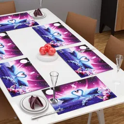 LooMantha 6-Pcs Blue & White Printed Table Placemats-26