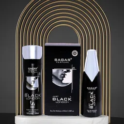 SAGAR PERFUMERY Set Of 2 Just Black London Eau De Parfum & Deodorant Spray-17