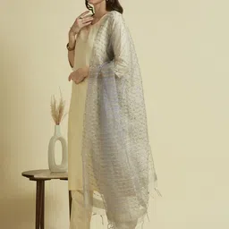 Dupatta Bazaar Woven Design Organza Dupatta with Zari image 5