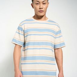 7 Alt by Pantaloons Men Striped Round Neck Cotton Oversized T-shirt-image-101