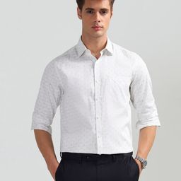 Arrow Printed Spread Collar Slim Fit Pure Cotton Formal Shirt-picture-19