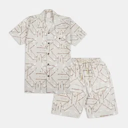CAVIO Boys Printed Pure Cotton Shirt With Shorts-image-60