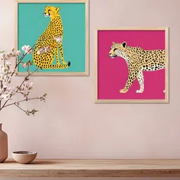Kotart Brown & Pink 2 Pieces Wooden Animals Wall Paintings-picture-34