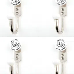 IndianShelf Silver-Toned & White 4 Pieces Ceramic Pisces Wall Hooks-picture-43