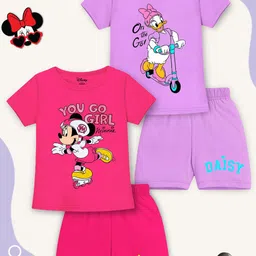 Disney By Miss and Chief Girls Printed T-shirt with Shorts-15