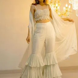 Foram Patel Embroidered Top & Sharara Co-Ords With Shrug-image-18