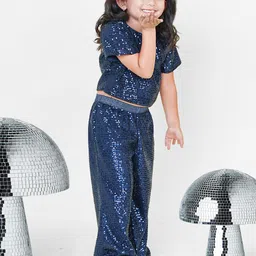 YK Girls Embellished Round Neck Top With Trousers-picture-42