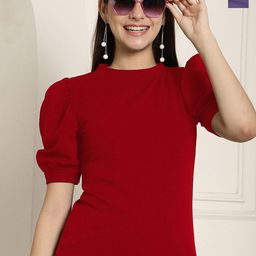 Tromko Women Pack of 2 Round Neck Puff Sleeve Fitted Top-picture-42