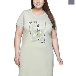 IN Love Pack of 2 Women Plus Size Front Printed Cotton Nighty Chemise-image-68
