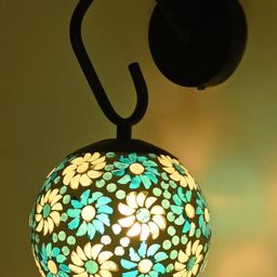 SOMIL Blue & White Printed Glass Cylinder Shaped Wall Lamp-image-46