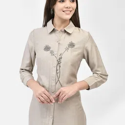 FUTURO Women Embroidered Floral Shirt Style Longline Top-image-60