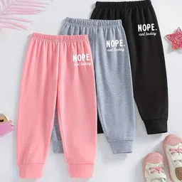 BAESD Infant Girls Pack Of 3 Mid-Rise Cotton Joggers-80