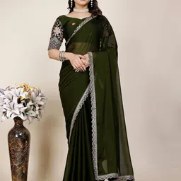 K 5 Fashion Embroidered Pure Chiffon Saree-image-59
