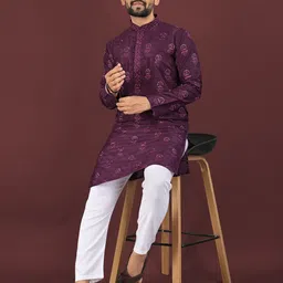 WELL TEX Men Embroidered Sequinned Kurta-image-20