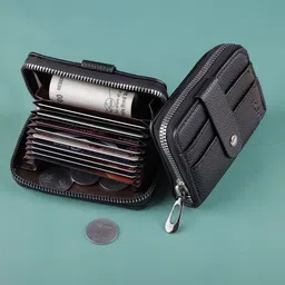 WATCHSTAR Men Zip Detail Leather Card Holder-25