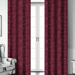 Aura Maroon & White 2 Pieces Floral Printed Long Door Curtain-image-31