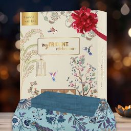 MYTRIDENT Blue & White Floral 144 TC Queen Bedsheet with 2 Pillow Covers-image-96