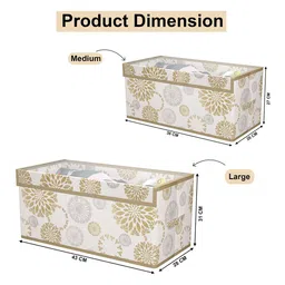 Kuber Industries White 2 Pieces Printed Drawer Organisers With Transparent Lid image 3