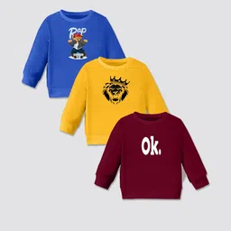 Boys & Girls Printed Cotton Blend Regular T Shirt (Multicolor, Pack of 3)-image-71