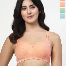LILY Women Pack Of 4 Seamless Non Padded Fancy Bra Full Coverage-44