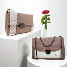 CLARIS JAMES Set Of 2 Self Design Structured Sling Bags-17