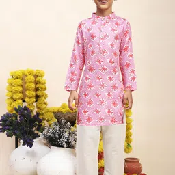 Cutiekins Boys Geometric Printed Mandarin Collar Kurta With Trousers-11