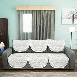 Kuber Industries Cream-Coloured Cotton Sofa Cover-34