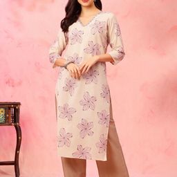Anouk Rustic Floral Printed V-Neck Cotton Straight Kurta-image-16