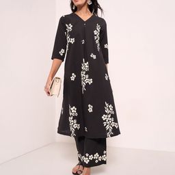 RANGMANCH BY PANTALOONS Women Floral Printed Regular Pure Cotton Kurta with Trousers-41