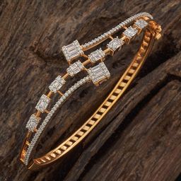 Kushal's Fashion Jewellery Gold-Plated White Cubic Zircon Studded Kada Bangle-30