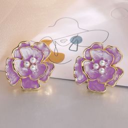 FIMBUL Gold-Plated Pearls Beaded Floral Shaped Studs-24