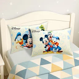 Kuber Industries Cream-Coloured & Blue 2 Pieces Disney Printed Microfiber Sleep Pillows-picture-45