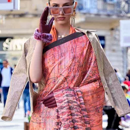 Mitera Abstract Printed Block Print Saree image 3
