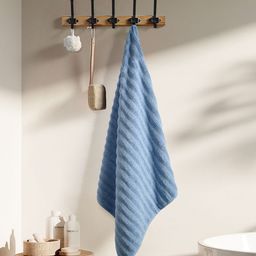 haus & kinder Beige & Blue 2 Pieces Cotton 500 GSM Towel Set-image-68