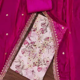 SHADOW & SAINING Printed Sequinned Jaam Cotton Semi-Stitched Dress Material-image-61