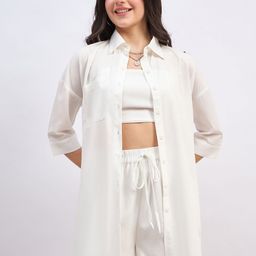 Berrylush Shoulder Straps Crop Top & Shirt With Shorts Co-Ords-picture-48