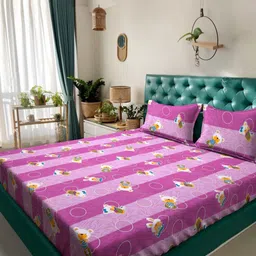 Myntra Elegant Homes Purple And White Printed 400 TC King BedsheetSet 2.50 m x 2.20m-image-30