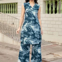MOJILAA Printed V Neck Tunic & Trousers Co-ords-image-51
