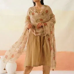 JAYPORE Floral Printed Silk Dupatta-51