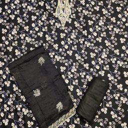 Riti Floral Printed Sequinned Pure Cotton Unstitched Dress Material-image-16