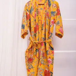 LacyLook Printed Pure Cotton Bath Robe With Belt-image-46