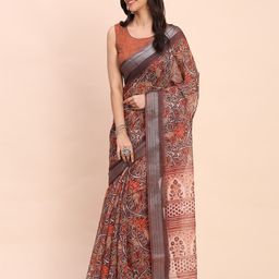Astita Floral Printed Zari Saree-image-8