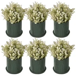 Kuber Industries Green & Grey 6 Pieces Artificial Plants With Pot-52