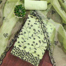 SAINOOR Zari Floral Embroidered Organza Unstitched Dress Material-picture-43
